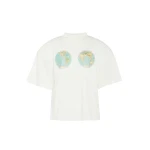 Awake Mode Hemispheres Map Printed Voluminous Tee White Top
