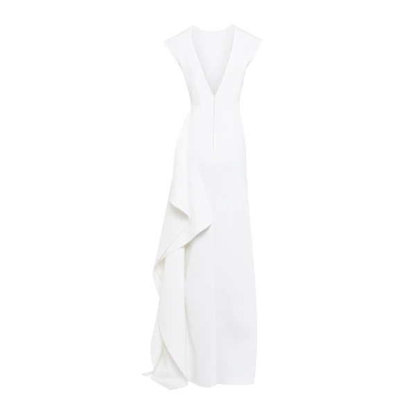 Awake Mode High Neck Pencil Dress With Side Panel Detail White, view 4