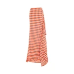 Awake Mode Knitted Fitted Maxi Skirt With Side Panel Red White Gingham