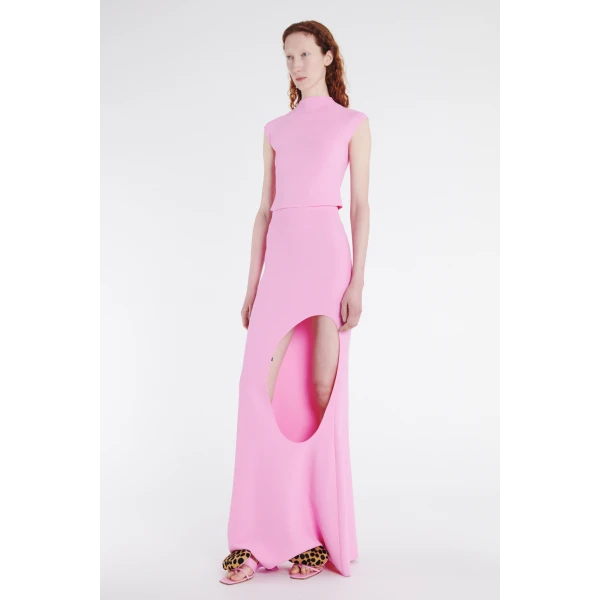 Awake Mode Knitted Flared Skirt With Cut Out Pink, view 3