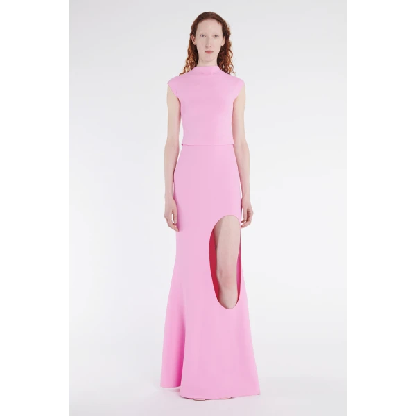Awake Mode Knitted Flared Skirt With Cut Out Pink, view 6