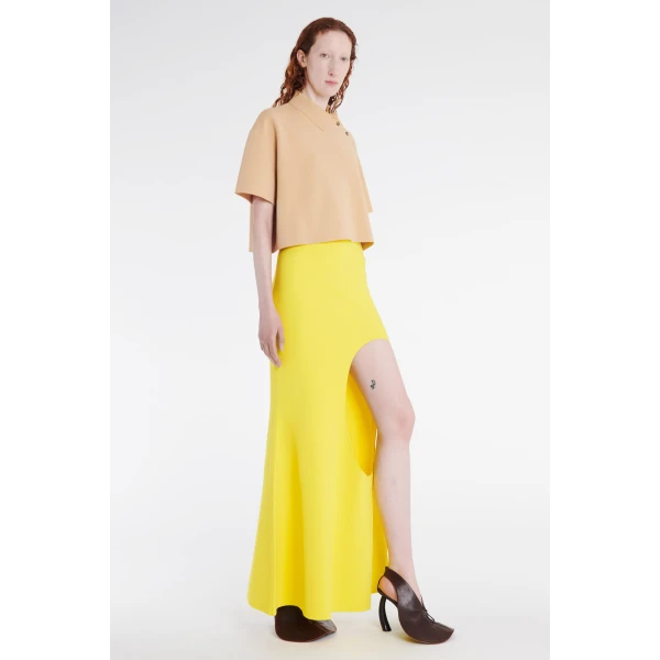Awake Mode Knitted Flared Skirt With Cutout Yellow, view 2