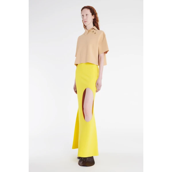 Awake Mode Knitted Flared Skirt With Cutout Yellow, view 3