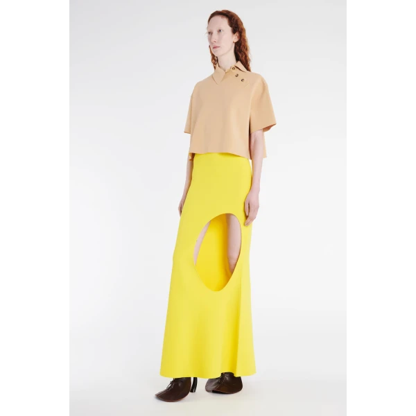 Awake Mode Knitted Flared Skirt With Cutout Yellow, view 6