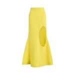 Awake Mode Knitted Flared Skirt With Cutout Yellow