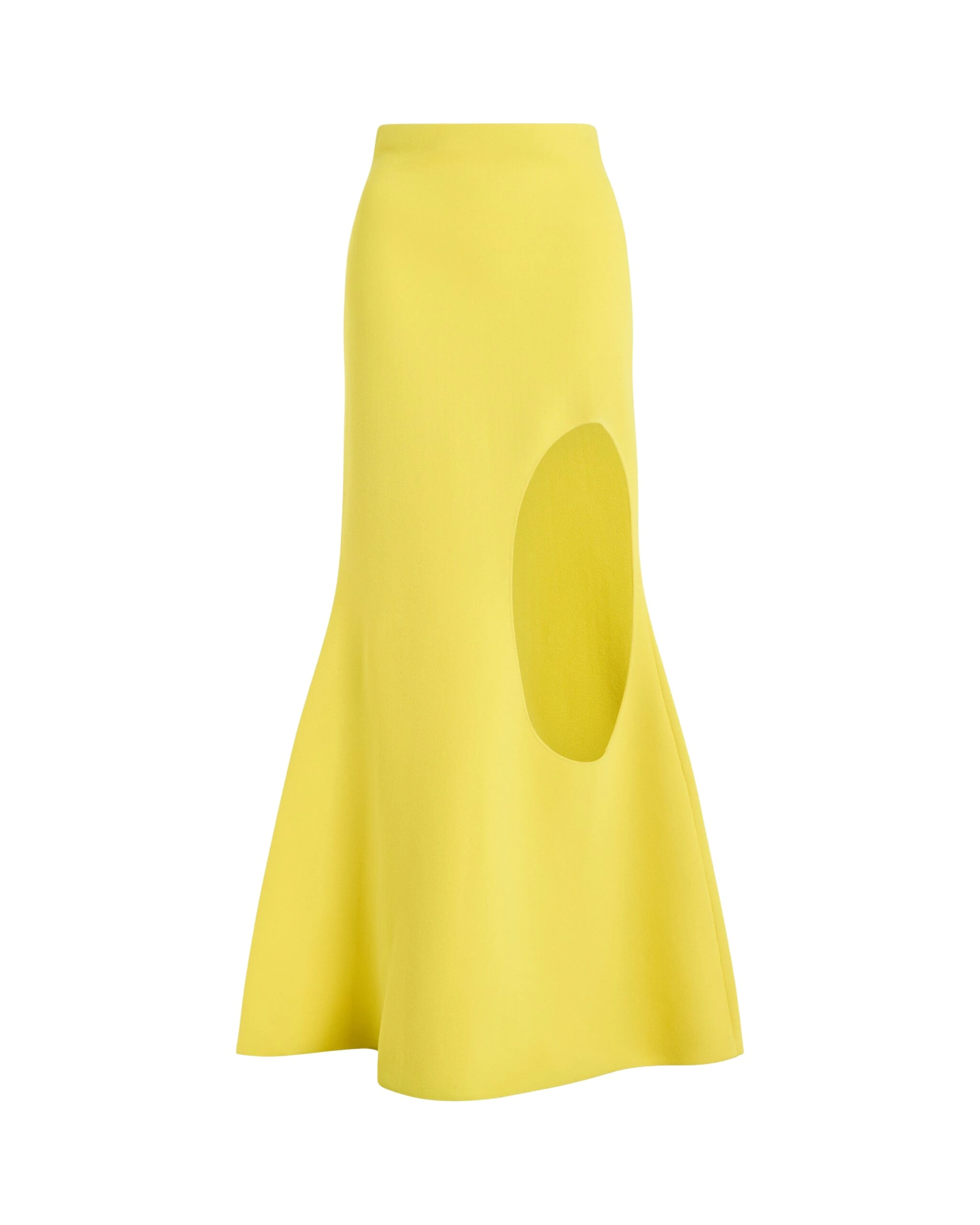 Awake Mode Knitted Flared Skirt With Cutout Yellow