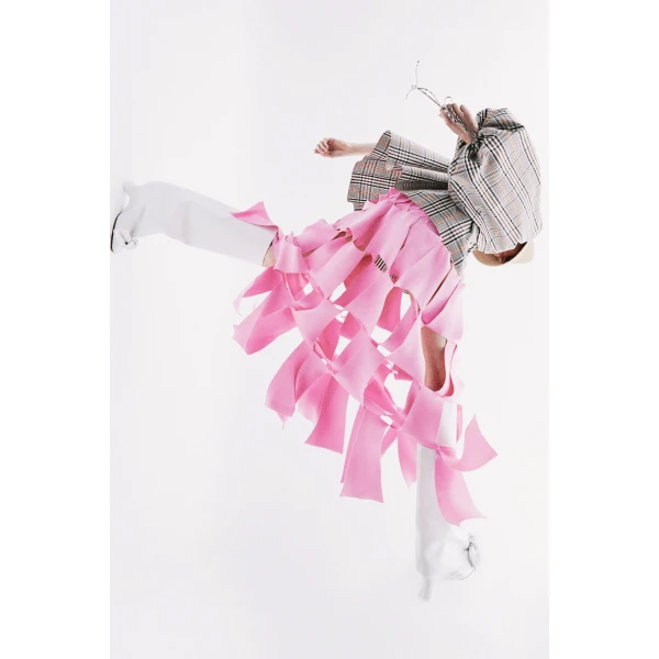 Awake Mode Knitted Multi Trapeze Skirt Pink, view 2