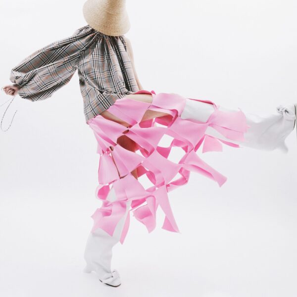Awake Mode Knitted Multi Trapeze Skirt Pink, view 4