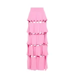 Awake Mode Knitted Multi Trapeze Skirt Pink