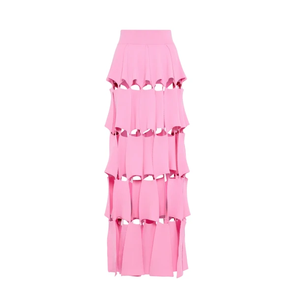 Awake Mode Knitted Multi Trapeze Skirt Pink