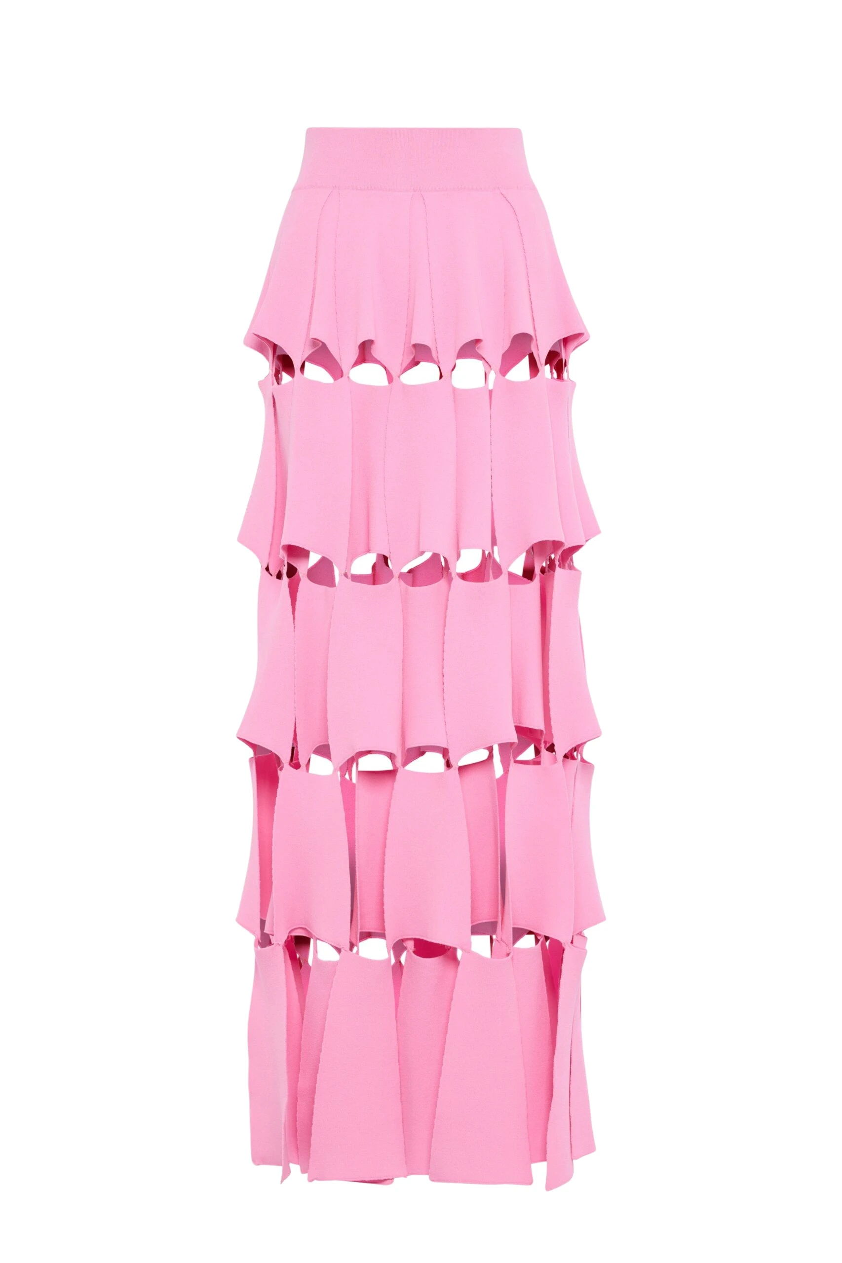 Awake Mode Knitted Multi Trapeze Skirt Pink