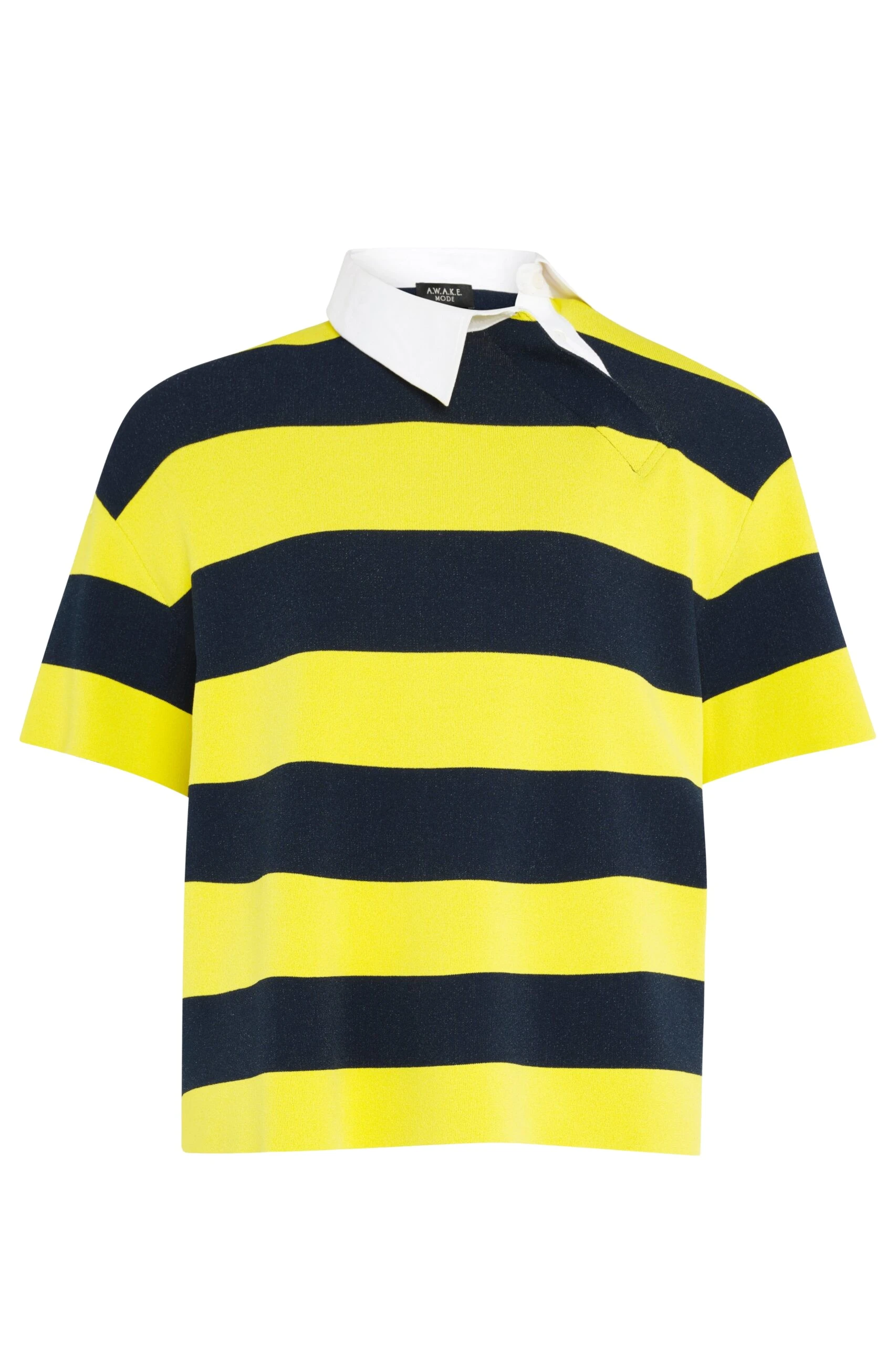 Awake Mode Knitted Rugby Top Yellow Navy Striped