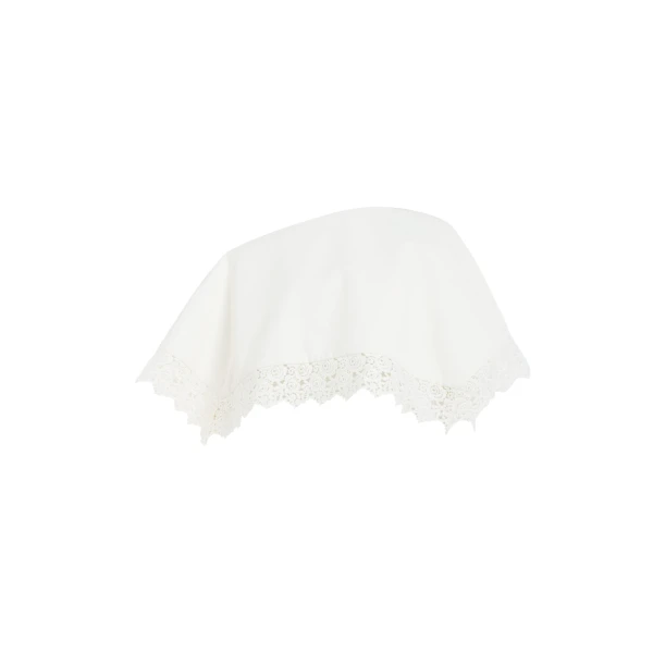 Awake Mode Lace Trimmed Big Collar Top Off White
