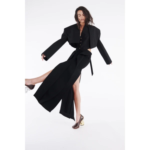 Awake Mode Long Hip Panelled Skirt Black, view 3