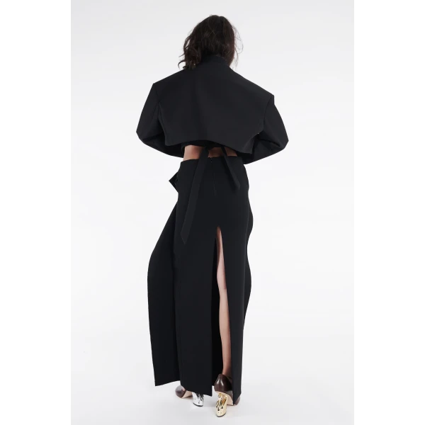Awake Mode Long Hip Panelled Skirt Black, view 4
