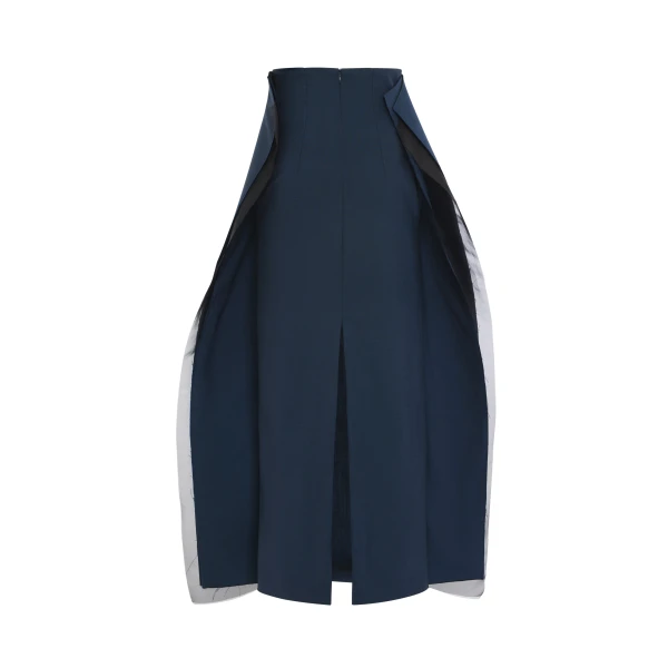 Awake Mode Midi High Waisted Panelled Skirt Navy, view 3