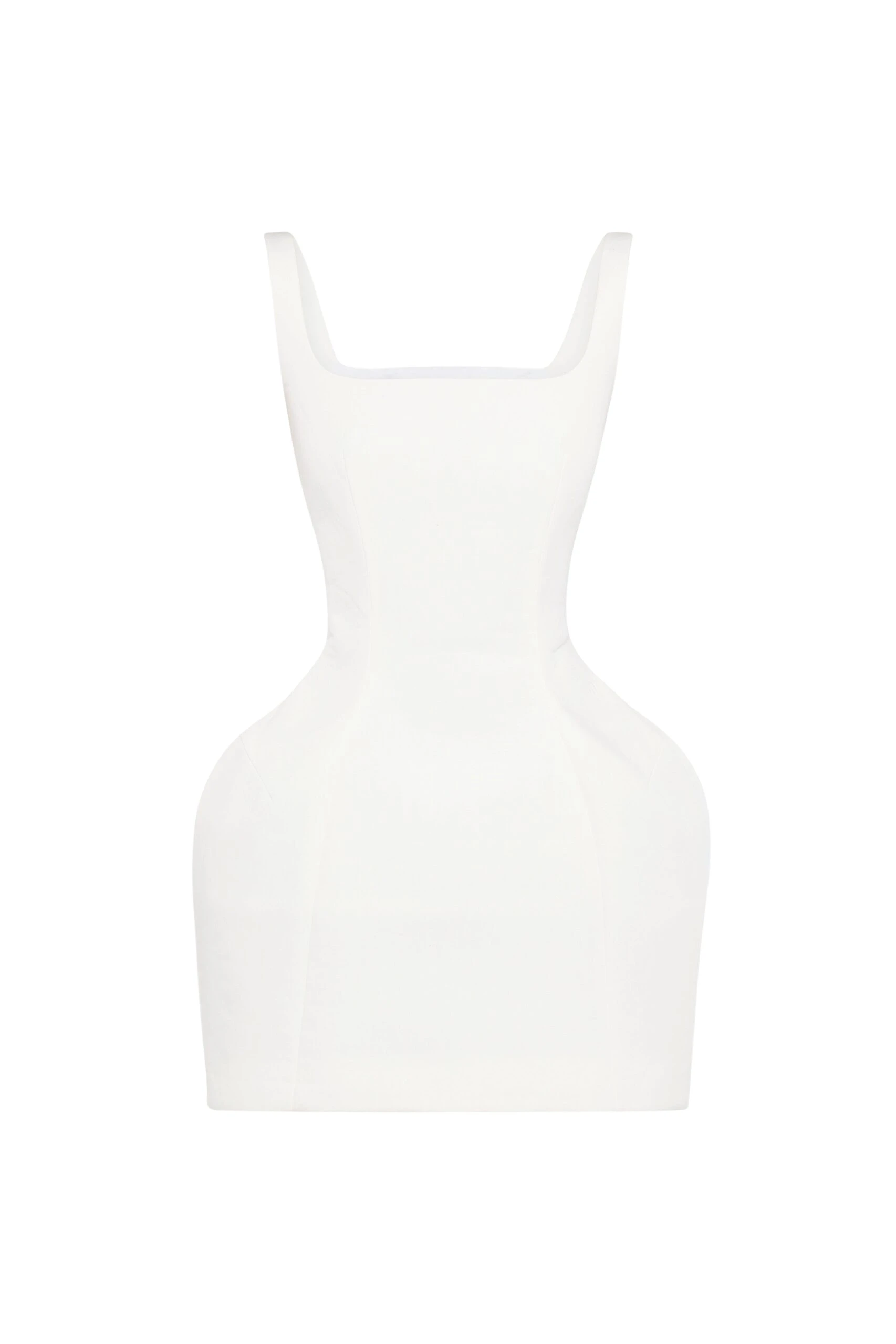 Awake Mode Opened Neckline Sculpted Swan Dress White