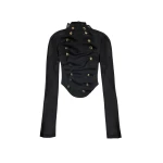 Awake Mode Organza Bib-Front Structured Jacket Black
