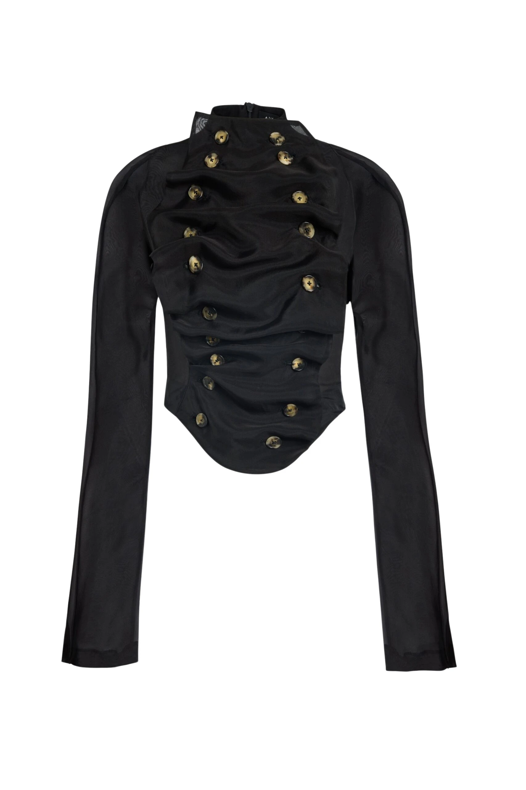 Awake Mode Organza Bib-Front Structured Jacket Black