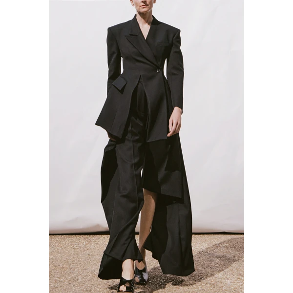 Awake Mode Slit Knee Trousers Dark Navy, view 2