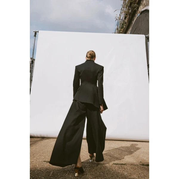 Awake Mode Slit Knee Trousers Dark Navy, view 3
