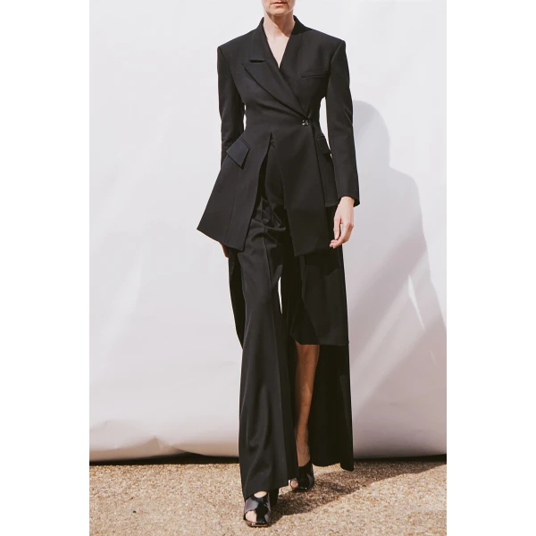 Awake Mode Slit Knee Trousers Dark Navy, view 4