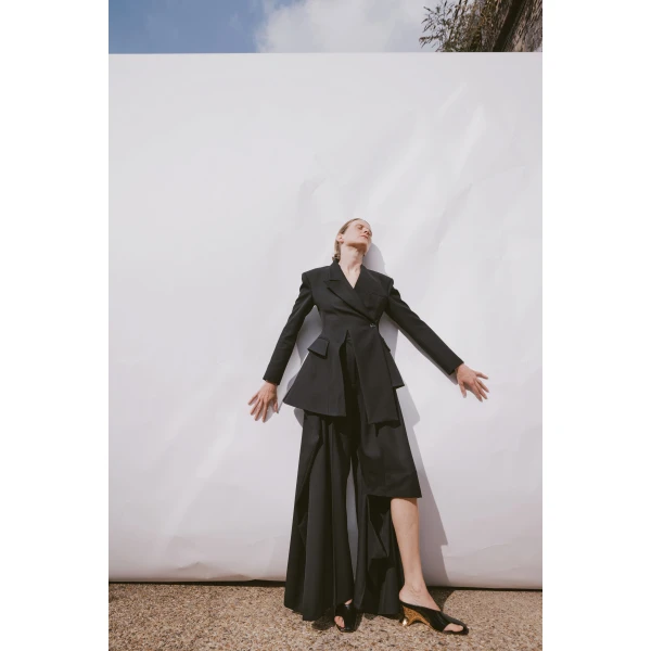 Awake Mode Slit Knee Trousers Dark Navy, view 5