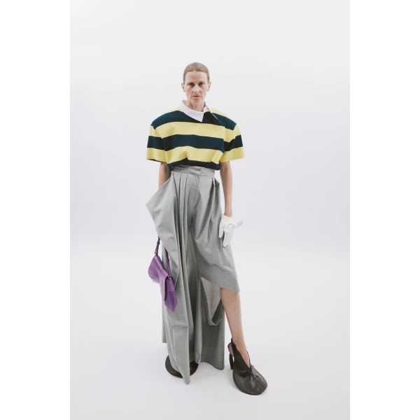 Awake Mode Slit Knee Trousers Light Grey Melange, view 2