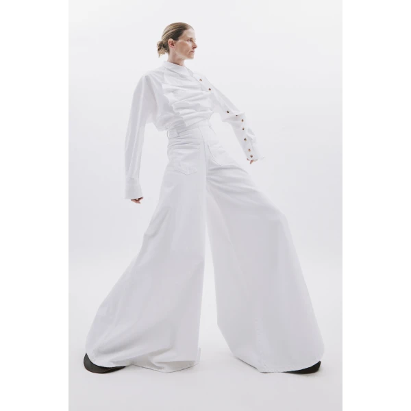 Awake Mode Super Wide Leg Mirror Jeans White, view 2