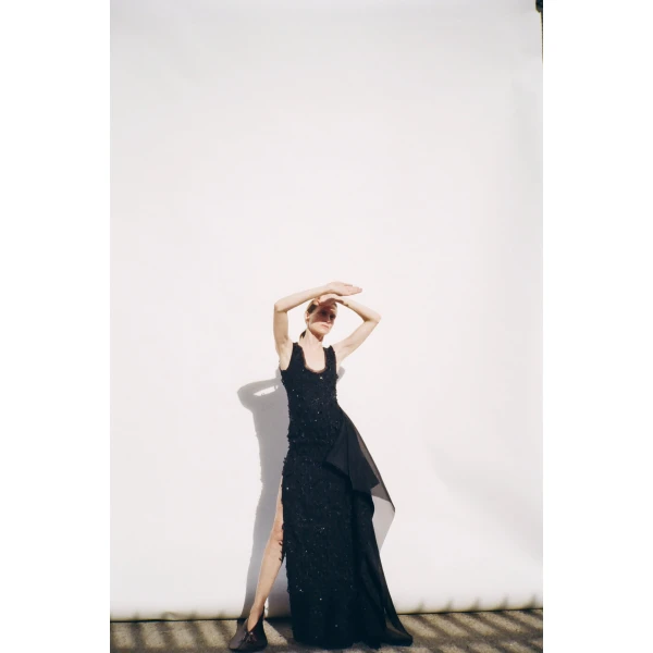 Awake Mode Tank Top Maxi Dress With Side Panel Detail Black, view 3