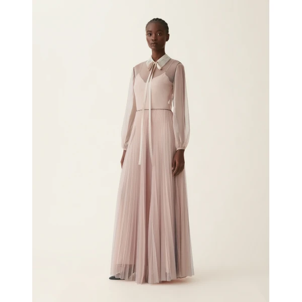 Fabiana Filippi Long Tulle Dress in Cachà, view 2