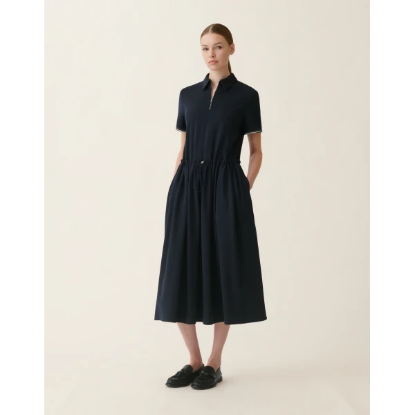 Fabiana Filippi Milano Stitch Jersey Dress in Midnight Blue, view 2