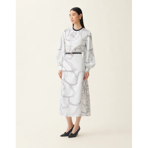 Fabiana Filippi Silk Twill Dress in White, view 2
