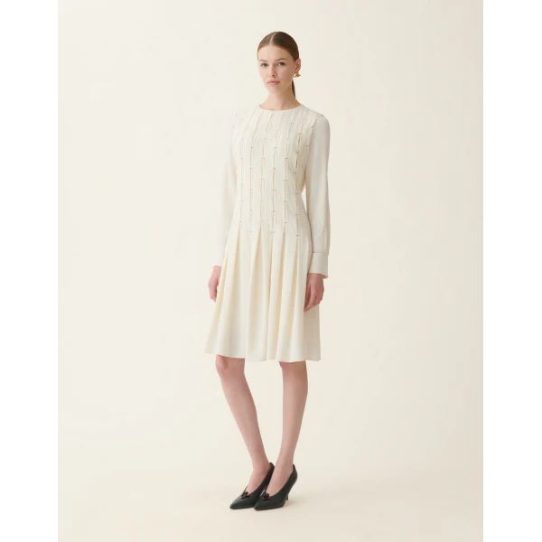 Fabiana Filippi Crêpe de Chine Dress in Butter, view 2