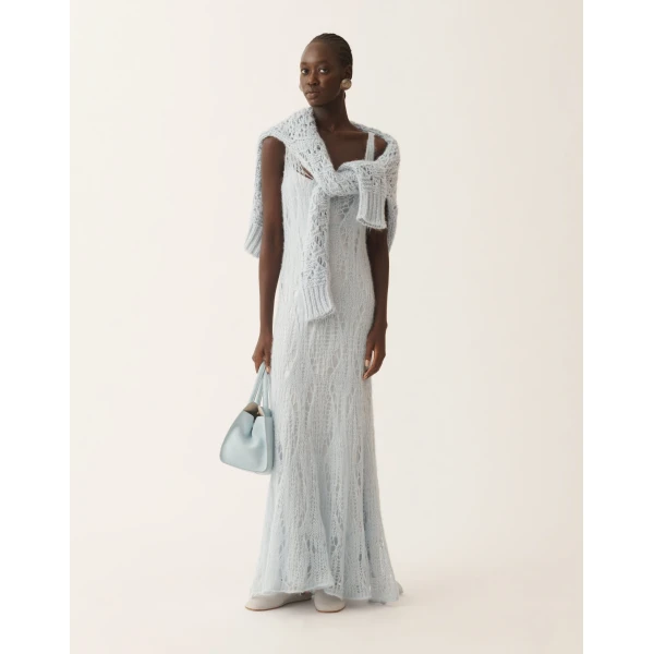 Fabiana Filippi Long Tank Dress in Mohair, Aqua, view 2