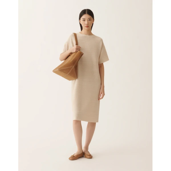 Fabiana Filippi Wool, Cotton, and Lurex Dress in Butter, view 2