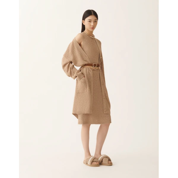 Fabiana Filippi Mini Dress in Cotton Tape with Sequins, Acer, view 2