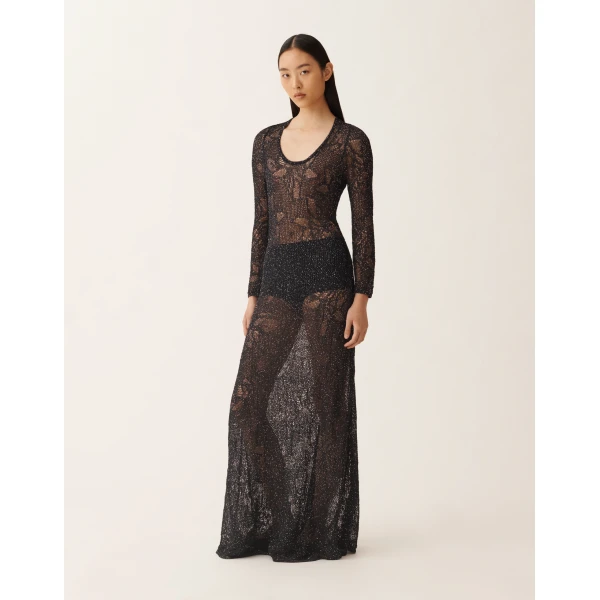 Fabiana Filippi Dress in Midnight Blue Micro Sequins, view 2
