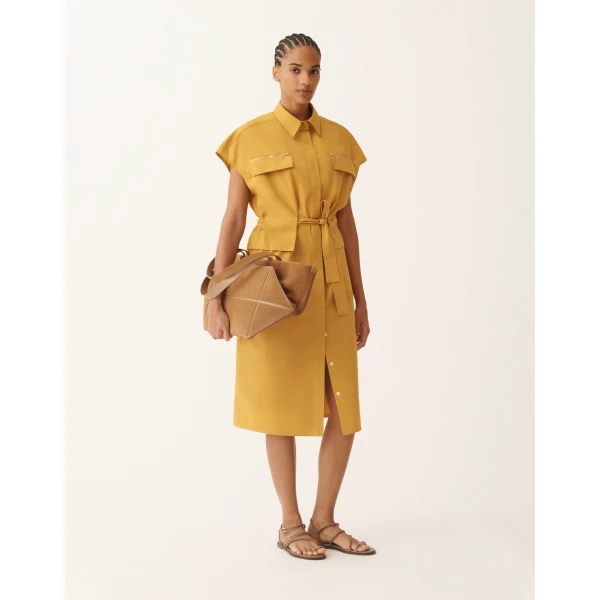 Fabiana Filippi Sahariana Dress in Mustard Poplin, view 2