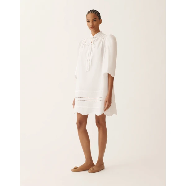 Fabiana Filippi Optical White Poplin Dress, view 2