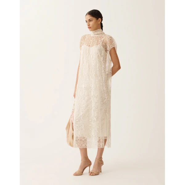 Fabiana Filippi Lace Dress in Butter, view 2