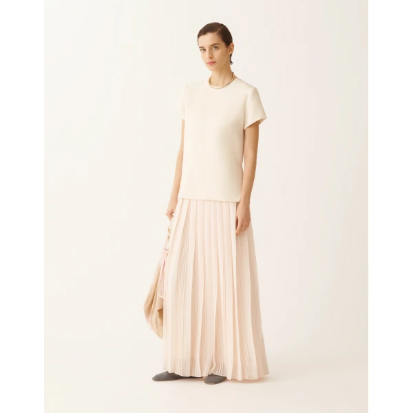 Fabiana Filippi Long Dress with Georgette Skirt in Butter, view 2