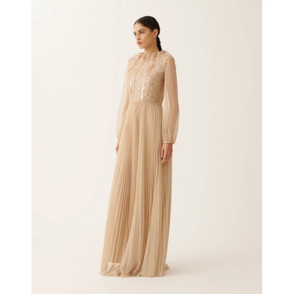 Fabiana Filippi Pleated Tulle Dress in Acer, view 2