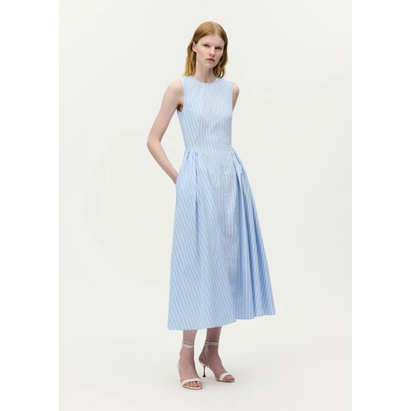 Adam Lippes Aliena Dress in Pale Blue/White, view 2