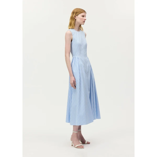 Adam Lippes Aliena Dress in Pale Blue/White, view 3