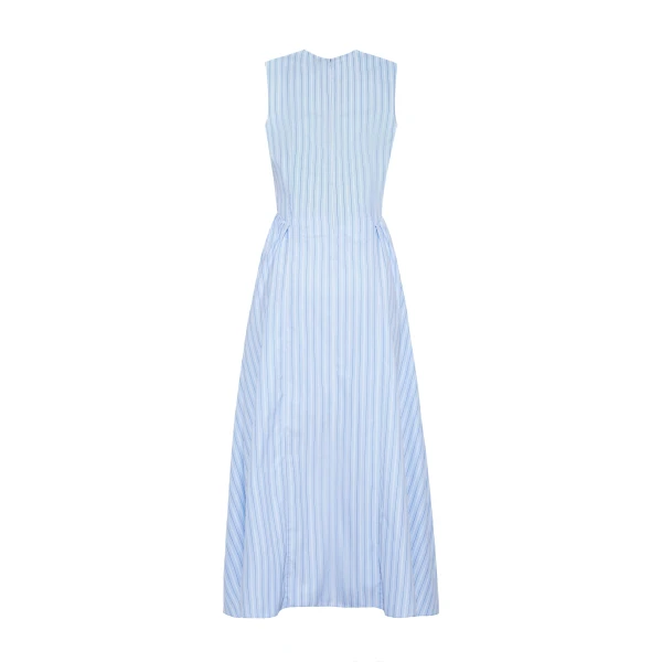 Adam Lippes Aliena Dress in Pale Blue/White, view 5