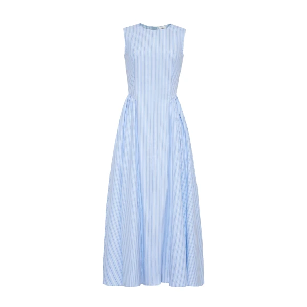 Adam Lippes Aliena Dress in Pale Blue/White