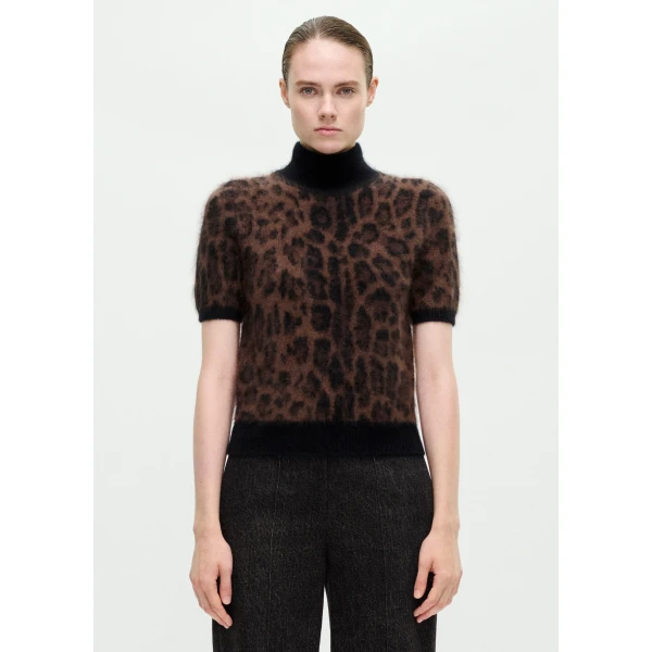 Adam Lippes Ari Top in Natural Leopard, view 2