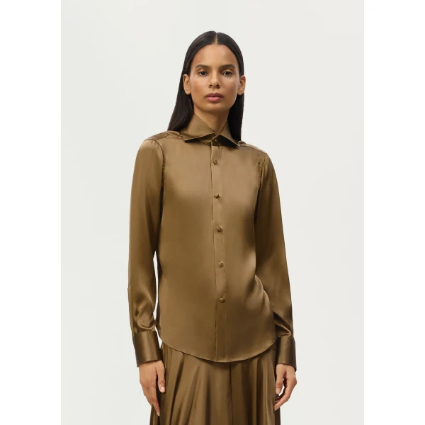 Adam Lippes Aston Shirt in Olive, view 2