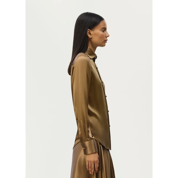 Adam Lippes Aston Shirt in Olive, view 3